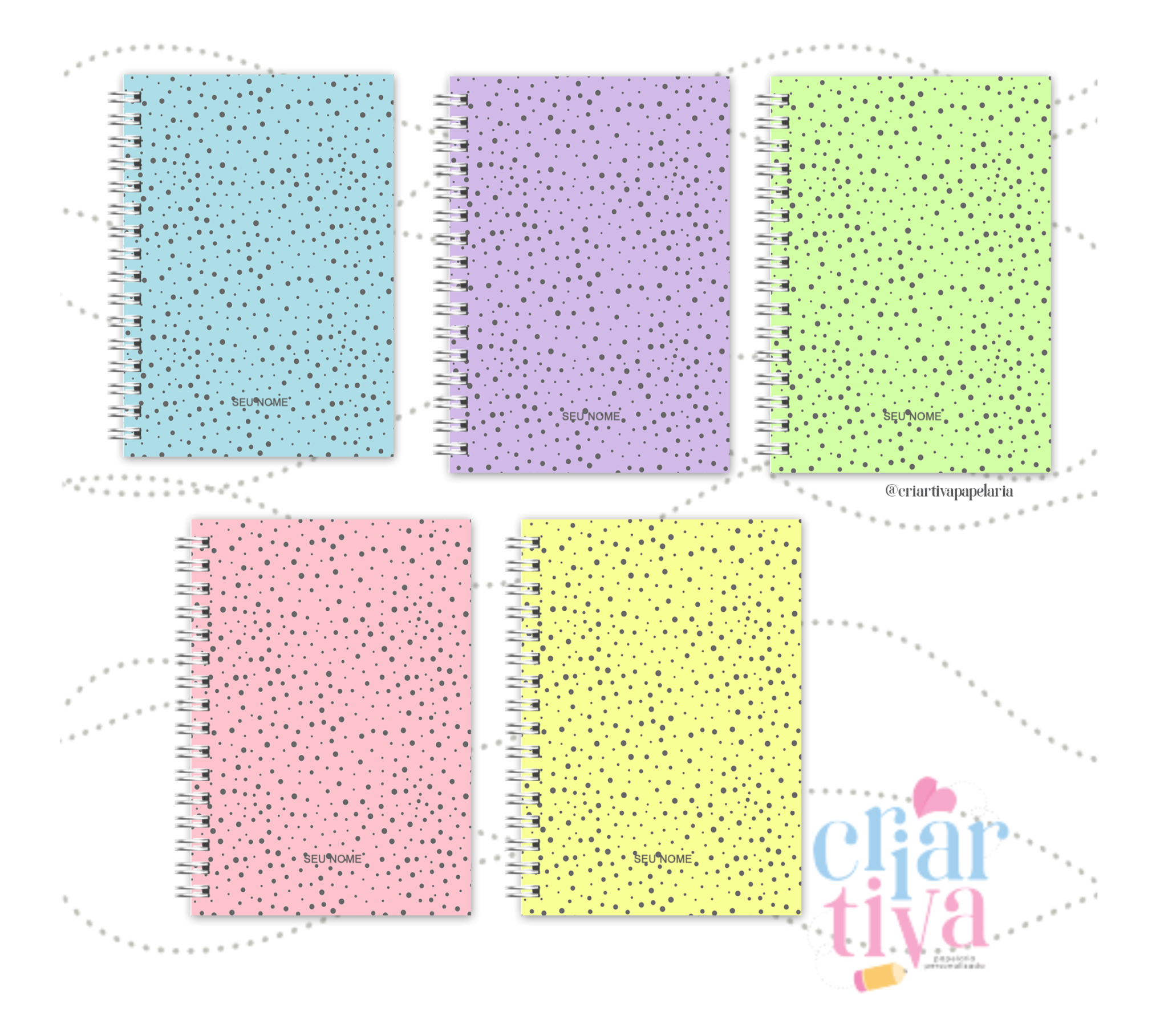 Cole O Colors Caderno Capa Dura Happy Dots Criartiva Papelaria